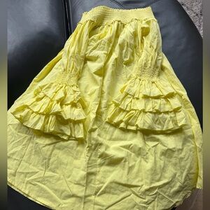 Smocked off shoulder Yellow Ruffle Midi dress - Unbranded